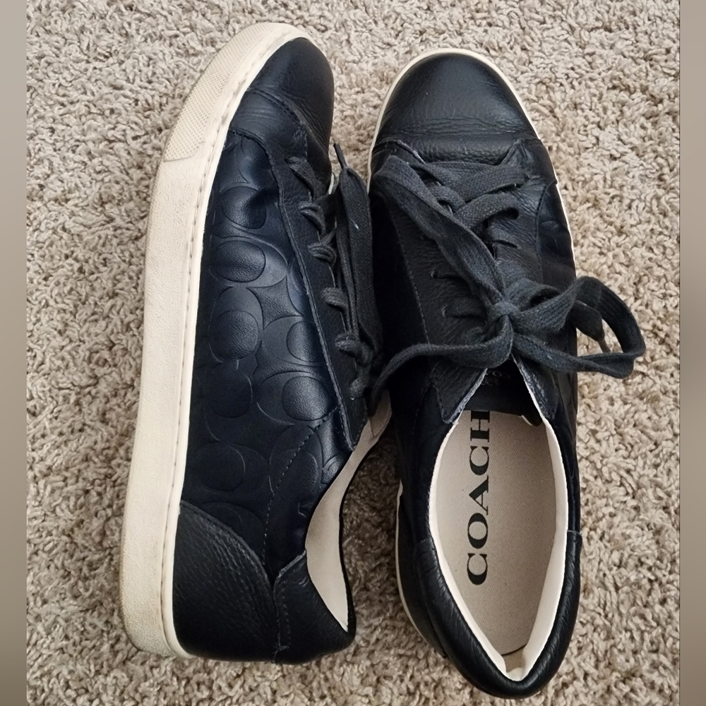 ❤️Coach Men Shoes Navy Leather Sneakers